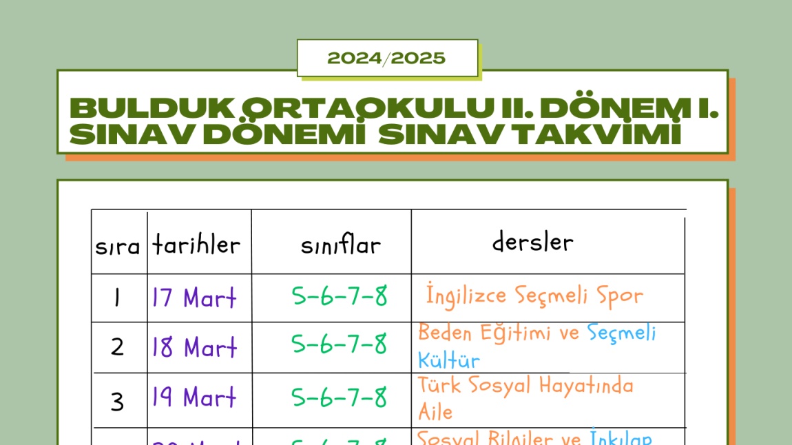 SINAV TAKVİMİ